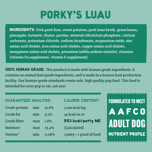 A Pup Above Porky's Luau Dog Food Bothell, WA Bothell Feed & Pet Supply